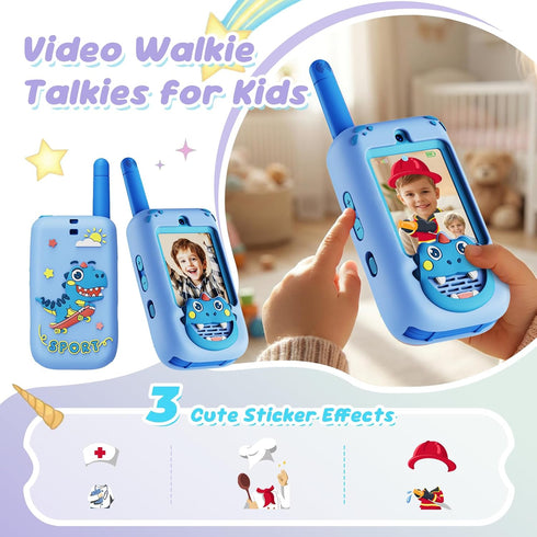 BOFIDAR 2 Pack 4 3-12, Video Walkie Talkies for Kids, Rechargeable Long Range Two Way Radios with Voice Changer