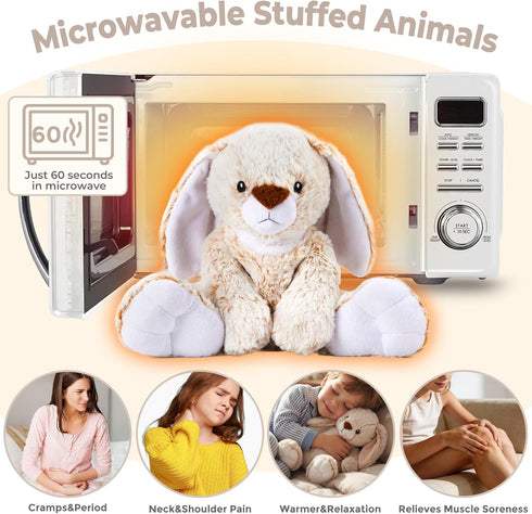 LURKOMEMO Bunny Microwavable Weighted Stuffed Animals,Heating Pad Animal for Period Cramps&Pain,Lavender Scented