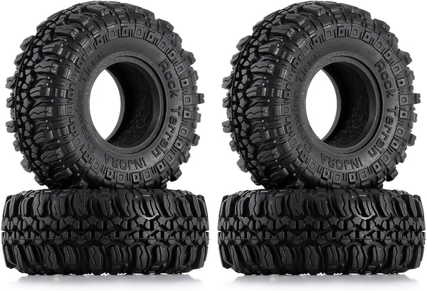 INJORA 1.0 Tires Soft Rubber Crawler Wheel Tires for 1/18 TRX4M, SCX24, Gladiator, Bronco, C10, 4PCS