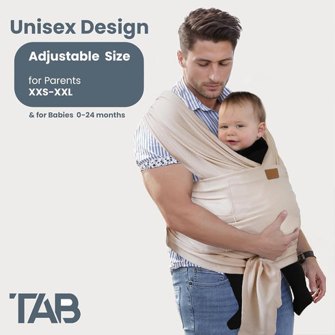 Stylish Beige & Gold Baby Carrier Wrap: Comfortable, Soft & Supportive, Adjustable Ring Sling for Mom & Dad, Ideal