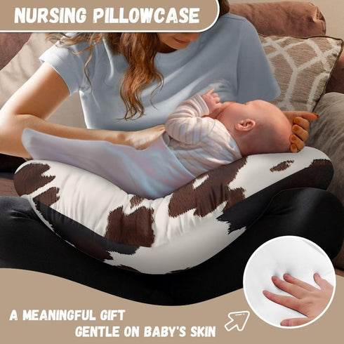 Goronwyfloyd Brown Cow Print Breastfeeding Pillow Slipcover for Baby Nursing Pillow Cover Cuddle Pillow Slipcover