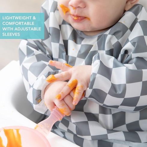 6-24 -2 Pack Bumkins - Sleeved Bib -For Boys & Girls, Babies & Toddlers Months - Lightweight, Durable, Waterproof