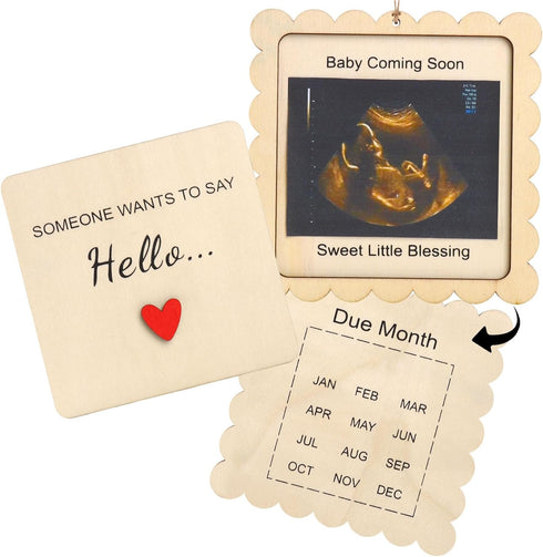Mlatnod Scalloped Pregnancy Announcement Box for Grandparents with Sign - Baby Coming Soon