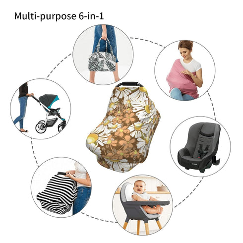 Schgap Floral Car Seat Cover for Baby, Nursing Cover Breastfeeding Baby Carrier Cover Stretchy Carseat Canopy
