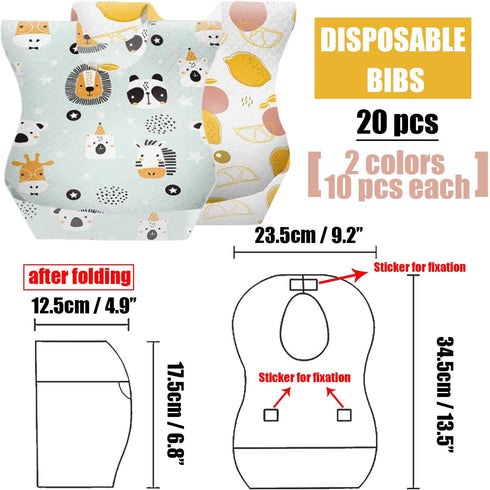 40 pcs Disposable Bibs and Placemats for Baby, Leak Proof Travel Feeding Bibs and Place Mats for Infants Toddlers for Traveling and Outdoor Use