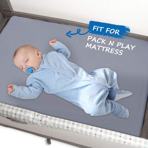 Pack 2 Pack Pack and Play Sheets Boy Girl, Portable Playard Sheet Fits for Graco N Play, Snug Fit Breathable Soft
