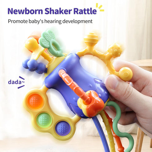 Baby Toys for 6-12 Months, Airplane Travel Essentials, Car Seat Toy Teether Mittens with Rattle for 1 Year Old