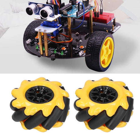 Mecanum Wheel Robot Kit Omnidirectional Wheels Smart Robot Car Chassis Kit Diameter 60mm for TT coupling((2 Pair))