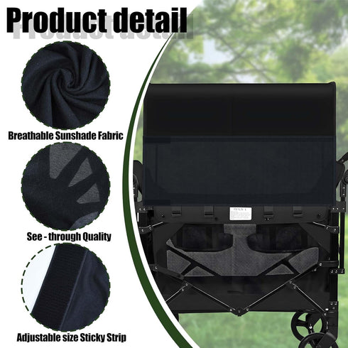 Waybas 4 W2 W4 102 13 Side Breathable Wagon Stroller Sunshade Net Canopy, Adjustable Wagon Attachment Cover Canopy