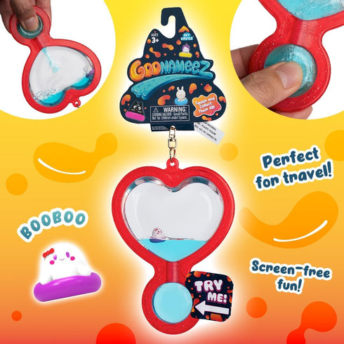 6 Goonameez, Hand-Held Sensory Toy with Floating Characters, Mesmerizing Water Mix Fidget Toy Collect All Unique Shapes