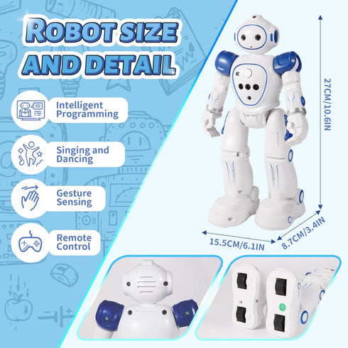LENGTOUQ Programmable 3 4 5 6 7 8 9 Robots Toy for Kids with Wireless Remote Control and Gesture Sensing, Walking