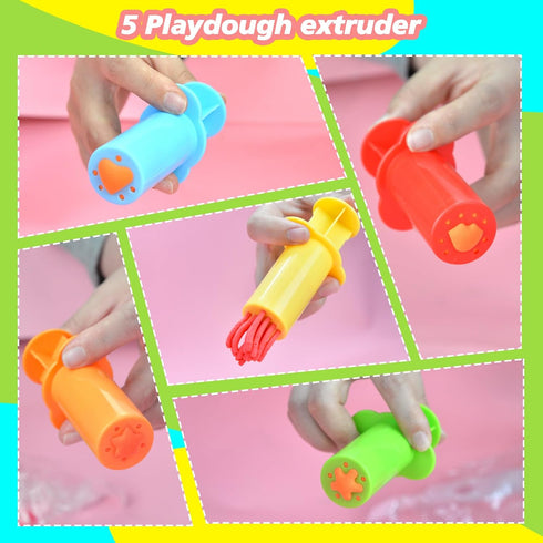 Wxqfumy Set, 15 Dough Tool Pcs Basic Dough Tools Kits for Kids, Dough Accessories Includes Cutters Roller, Rolling
