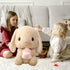 HOUPU 12.5 Inch Soft Toy - Sitting Lop Eared Rabbit with Carrot, Realistic Pink Plush Bunny