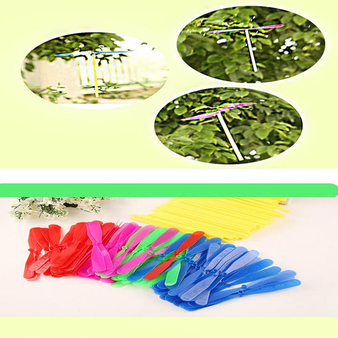 JIEOU 40 Set, 20 20 Pieces of Flying Helicopter Toy Propellers+ Rods, Hand Helicopter, Bamboo Dragonfly Hand Rub