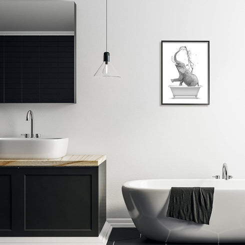 Monochrome Elephant Bathing Wall Art by Annalisa Latella