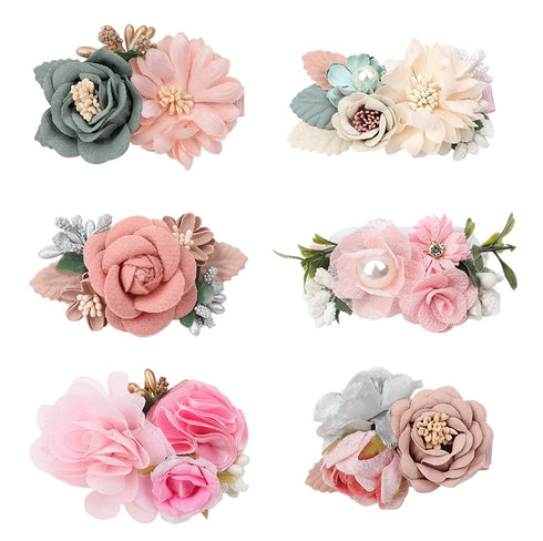 Flower Hair Clips for Little Girls, 6Pcs Floral Accessories for Baby Toddlers Teen Girl Gifts