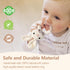 Wooden Baby Rattle, Handcrafted Crochet Bunny Rattles with Wooden Teething Ring, Organic Beige Rabbit Newborn Toy