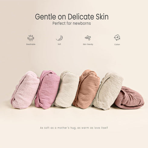 28"x 52", 2 Pack Lulu Moon Muslin Crib Sheets - Fitted Crib Mattress Sheets for Boys and Girl