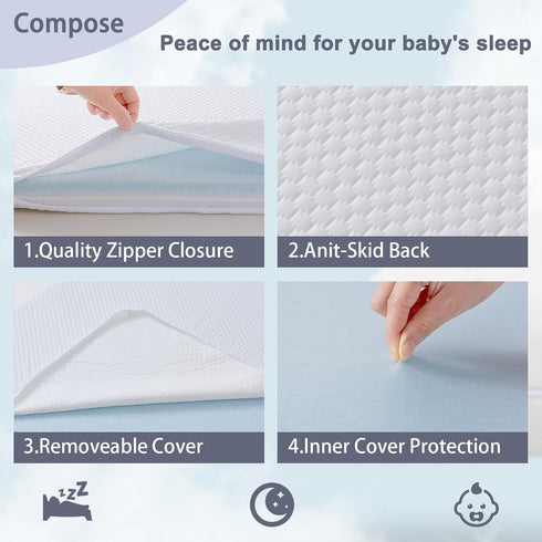 Lisara 33 20 Baby Bassinet Mattress Pad, x Dual Sided Gel Memory Foam Mattress with Waterproof, Removable