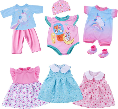 BABESIDE 6 Sets of Baby Doll Clothes for 12-16 Inch Dolls, Babydolls