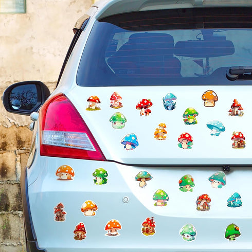 Icicrim Pack 50PCS, Cute Mushroom Stickers Aesthetic Mushroom Decor Gifts for Kids Teens Adults Waterproof Vinyl Plant