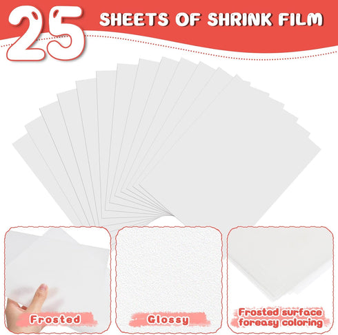 225PCS Shrinky Dink Kit, Shrink Plastic Sheets with 25PCS Shrinky Dink Paper, 100PCS Keychains for Kids Crafting