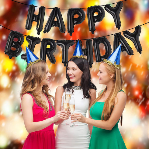 Happy Birthday Balloon Banner Party Kit, 16 Inch 3D Aluminum Foil Inflatable Letter Balloons for Birthday Decorations