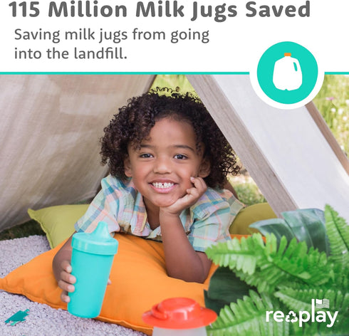 10 Oz Set 4, Re-Play Spill-Proof Sippy Cups for Toddlers - Kids Reusable of Dishwasher & Microwave Safe, Made in USA