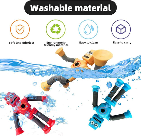 Fpjlokf 4 3-9 Pcs Telescopic Suction Cup Robot Toy, Coolest Pop Tubes Sensory Toys for Toddlers, Educational Fidget