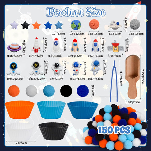 236pcs Space Sensory Bin Filler Fine Motor Toys Astronaut Spaceship Sensory Bin Items Astronauts Saturn Moon Mars Earth