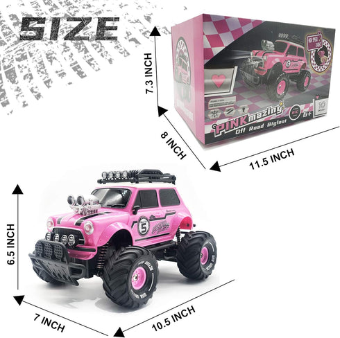 10Leccion Remote Control Car for Girls, Pink RC Truck with Two Rechargeable Batteries, Toys for Ages 3-8 Birthday Ideas