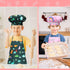 FunsLane Set, 2 Set, Kids Cooking and Baking Chef Pcs Apron (Pink Green) Chef Hat Accessories Complete Cooking Dress Up