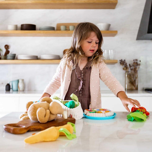 Set Playset 3 HABA Play Food - Soft Veggie Basket with Cucumber, Tomato, Carrots & Potatoes Pretend Play Kitchen Toy