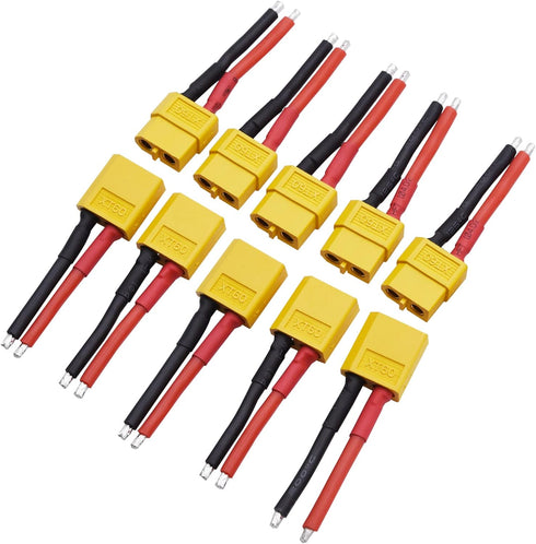 Blomiky XT60H 5 Pairs 14AWG Silicon Wire Extension Deans XT60 Plug Connector for RC Cars