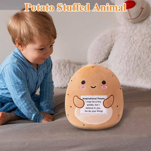 Finebee 10" Potato Plush, Cute Potato Stuffed Animal, Positive Doll Funny Reduce Pressure Toy Cheer Up Gifts for Girls