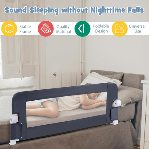 (47-Inch, BABY JOY Bed Rails for Toddlers, Extra Long, Swing Down Safety Bed Guard for Convertible Crib, Folding Baby