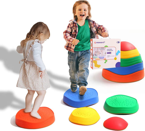 makarci 5pcs Stepping Stones for Kids, Non-Slip Plastic Balance Stones, Sensory Play Equipment for Age 3-8 Years