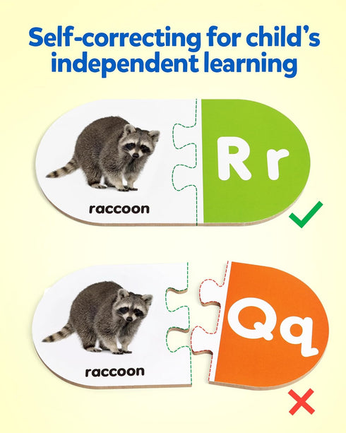 36pcs 3 4 5 Coogam Learning Alphabet Matching Game, Self-Correcting Sight Words Letter Number Cards, Fine Motor
