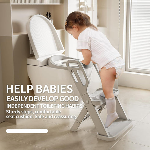 CheerKid Toddler Potty Training Toilet Seat-Alongside Foldable Potty Train Chair Adapter, Potty Seats with Steps Ladder