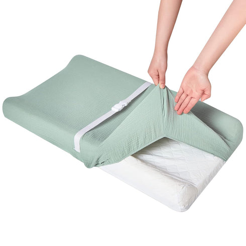 Muslin Changing Pad Cover, Ultra Soft Breathable Fitted Diaper Changing Table Cover for Baby Boys Girls