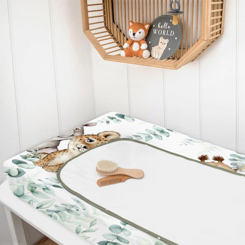 African Safari Jungle Animals Changing Pad Cover for Baby Girl Boy, Soft Stretchy Safe Snug Fitted Diaper Change Table