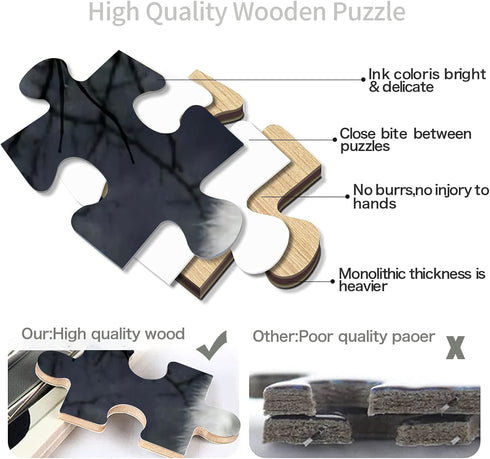 "Jigsaw Puzzle 1000 Piece Crow and White Wolf - Adult Puzzle Kids Puzzle Wooden Toy DIY Kit Home Decor"