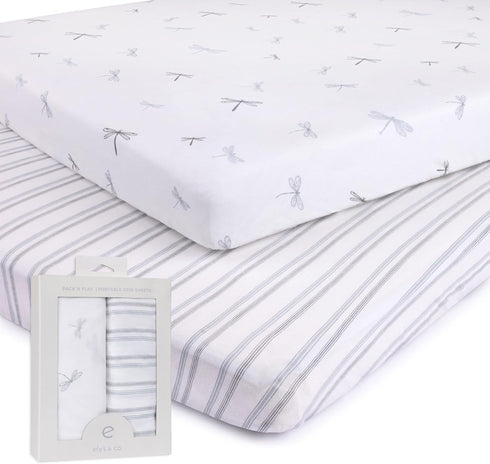Ely's & Co. Pack and Play Sheets, for Mini/Portable Crib, 2 Pack
