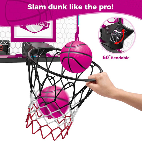 VATOS Basketball Hoop for Girls, Indoor Pink Basketball Hoop with Electronic Scoreboard & Remote Controller