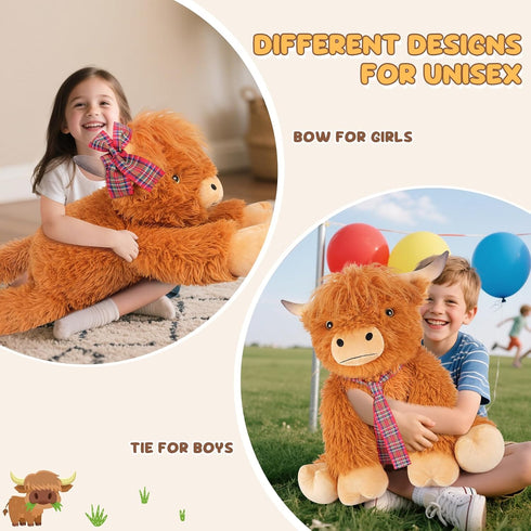30", SuzziPals Giant Highland Cow Stuffed Animal Big Soft Giant Stuffed Animals, Highland Cow Plush Toys for Relaxation