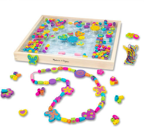Melissa & Doug Created by Me! Bead Bouquet Deluxe Wooden Bead Set with 220+ Beads for Jewelry-Making, Multicolor, 9½