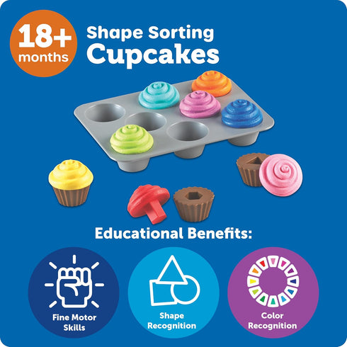 Learning Resources Smart Snacks Shape Sorting Cupcakes - Toddler Girl and Boys Toys, Play Food, Toy Kitchen Accesories
