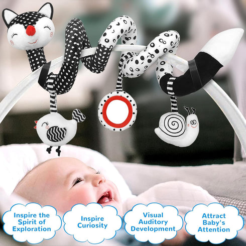 Black and White High Contrast Baby Toys for Newborn, Car Seat and Stroller Toys for 0-12 Months, Best Gift for Infants