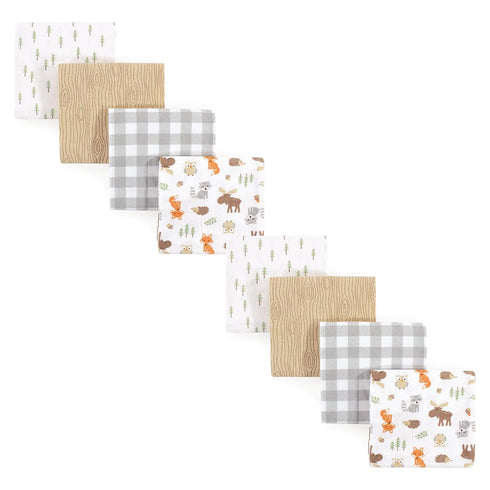 Hudson Baby Unisex Baby Cotton Flannel Receiving Blankets Bundle Set, Woodland, One