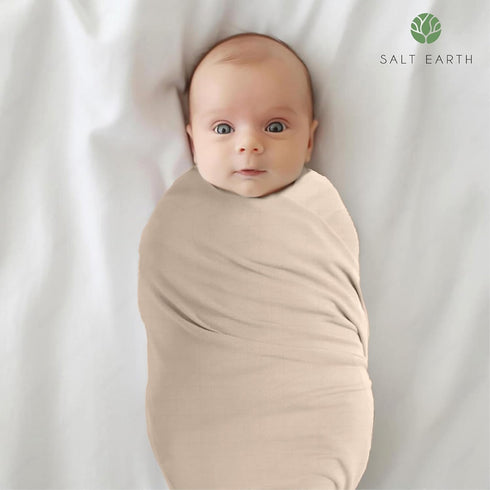 100% 2-Layered 2 Pack,47"x47" (2 Salt Earth Organic Cotton GOTS Certified Swaddle Baby Blanket, Receiving Blankets
